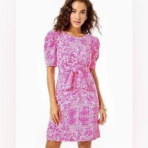 NWT Lilly Pulitzer Harriet Piñata Pink New Blooms On The Block Shift Dress Sz L